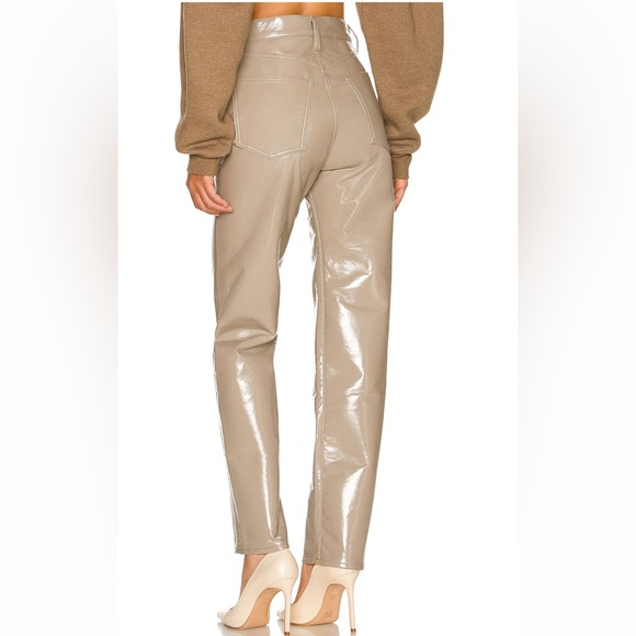 AGOLDE Recycled Leather 90’s Pinch Waist Pant in Quail Patent Sz 31 - Picture 3 of 15